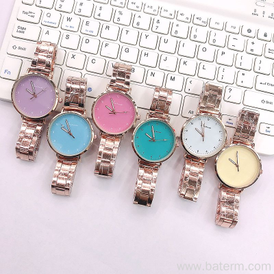Cross-Border Fashion Gorgeous Color Watch Women's Partysu Temperamental Metal Strap Student's Watch Quartz Watch