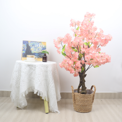  Bonsai Decoration Large Floor Fake Flower Green Plant Pot Wedding Celebration Decoration Cherry Tree Peach Blossom