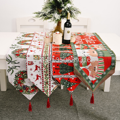 New Christmas Decoration Supplies Knitted Fabric Table Runner Creative Christmas Tablecloth Dining-Table Decoration Home Dress up