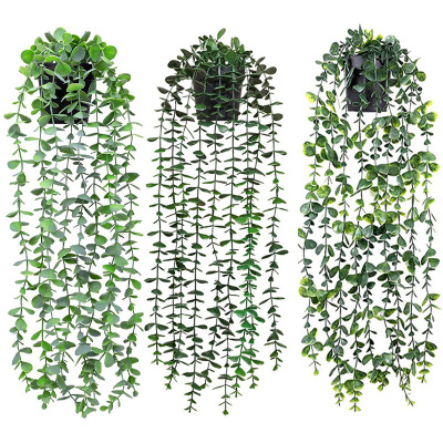 Amazon Hanging Potted Combination Artificial Eucalyptus Greening Vine Plant Home Indoor Outdoor Decorative Greenery