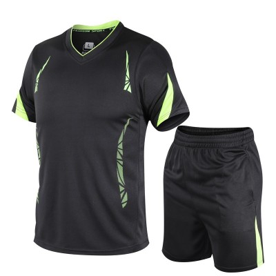 Summer Running Sports Suit Men's Short Sleeve Shorts V-neck Sportswear Casual Two-Piece Suit Printable Logo