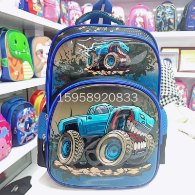 Factory Direct Sales Backpack Schoolbag Cartoon Bag Children's Bags School Bag Trolley Bag 3D Concave-Convex Trolley Bag