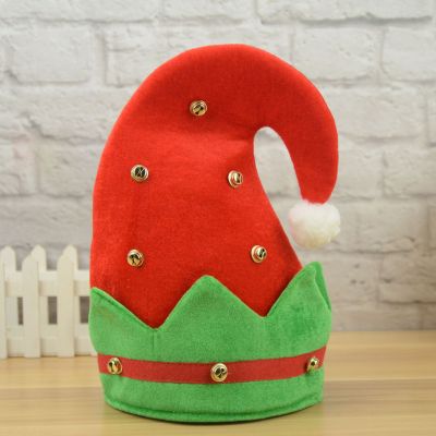 Christmas Hat Christmas Decoration Supplies Halloween Flannel Bell Elf Hat Christmas Cute Funny Party Use