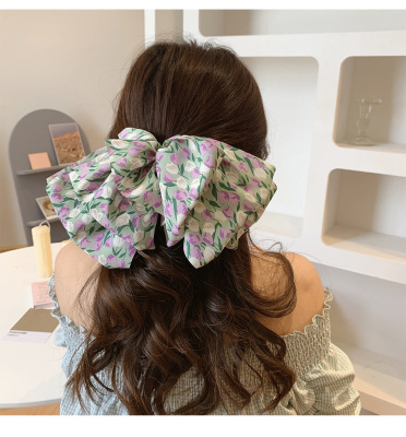 Shopkeeper Strongly Recommended Fluffy Chiffon Bow Barrettes 2022 New Hair Accessories Barrettes Back Head Clip Headdress for Women