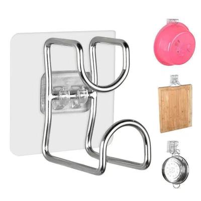 Stainless Steel Washbasin Hook Kitchen No Trace in Bathroom Strongly Adhesive Multi-Functional Punch-Free Wrought Iron Washbasin Shelf
