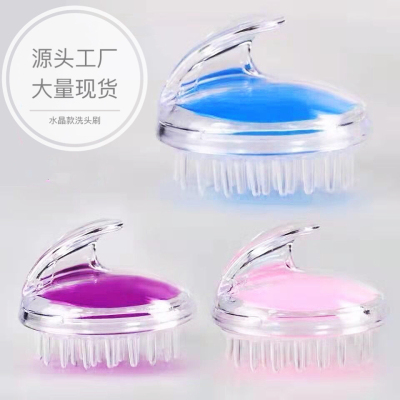 Crystal Transparent Shampoo Brush Head Massage Shampoo Massage Brush Bath Brush Silicone Shampoo Massage Comb Shampoo Comb