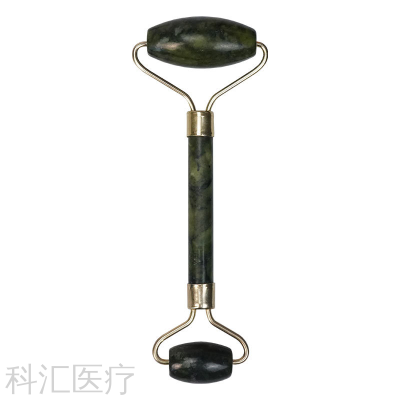 Dark Green Jade Double-Headed Jade Massage Roller Southern Jade Facial Face Massager Beauty and Health Care Equipment