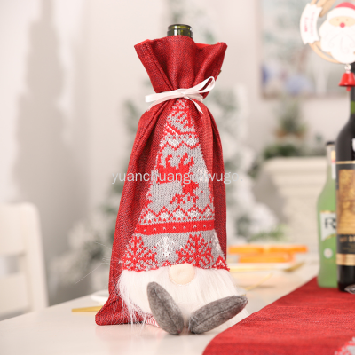 New Christmas Product Rudolf Bottle Cover Three-Dimensional Wine Bottle Bag for the Elderly Artificial Beard Red Wine Bag Gift