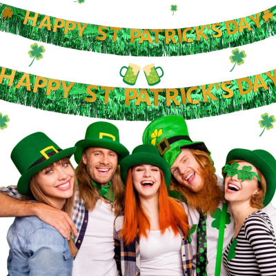 2022 St Patrick Decoration Garland Letters Hanging Flag Green Hanging Flag Irish Festival Party Decorations Banner