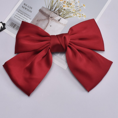 Oversized Black Bow Barrettes Japanese Adults and Children Satin Red Hairpin Back Head Spring Clip Hairware