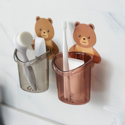 Toilet Bear Storage Rack Toothbrush Toothpaste Holder Punch-Free Washing Cup Bathroom Toilet Storage Cup Manufacturer