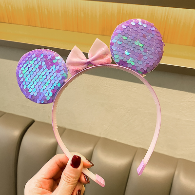 Headband Hair Accessories Color-Blocking Sequin Cat Ears Headband Hairpin Female Bow Hair Accessories Wholesale