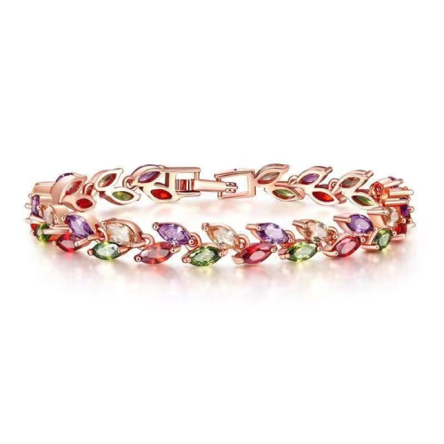 TikTok Live Broadcast European and American Fashion Colorful Crystal Willow Bracelet bracelet Copper Zircon Bracelet Wholesale Wish Hot Sale