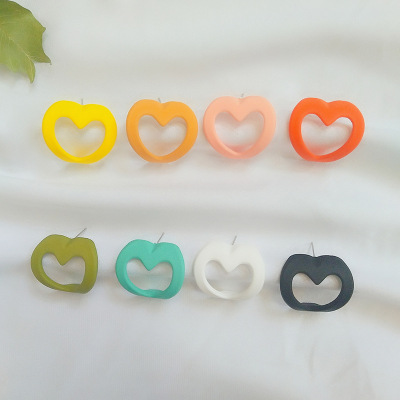 Personality Multicolor Earrings Heart Earrings Fashion Accessories Solid Color Stud Earrings Ornament