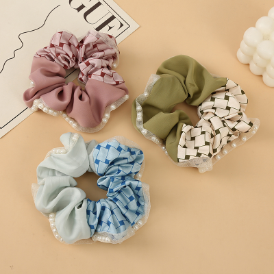 Color Matching Pearl Large Intestine Ring Matcha Hair Ring Elegant Headdress Hairpin New Hair Accessories