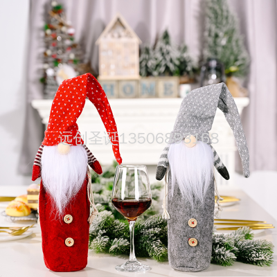 New Christmas Decoration Christmas Rudolf Set Wine Bottle Bag Christmas Faceless Doll Wine Bottle Bag Set