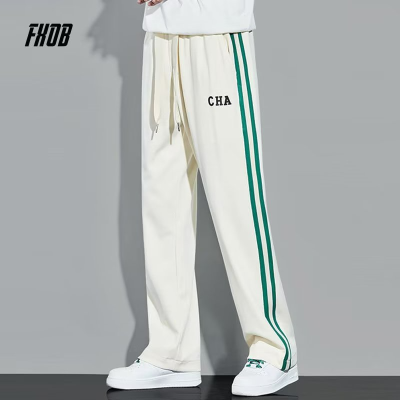 Straight Casual Sweatpants Men's Summer Loose Fashion Brand Hong Kong Style Drooping Wide-Leg Pants Thin Striped All-Matching Sports Pants