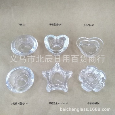 Pressure Mechanism Transparent Glass Special-Shaped Tea Candle Holder Cup Aromatherapy Cylinder Flying Saucer Semicircle Crooked Peach Heart Plum Blossom Five Stars