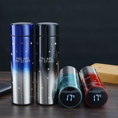 New Smart Thermal Insulation Cup for Male and Female Students Double Layer Vacuum Water Cup Creative Starry Sky Gift Cup Customizable