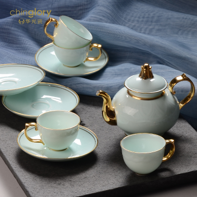 Huaguang Ceramic Huaqing Porcelain Tea Set Kung Fu Tea Set Set Home Office Meeting Luxury Gifts