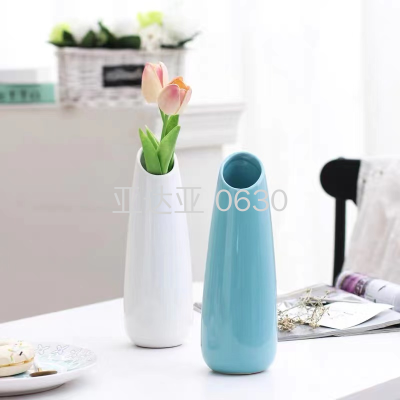 Nordic Instagram Style Modern White round Decoration Vertical Stripes Living Room Vase Flower Arrangement Ceramic Vase