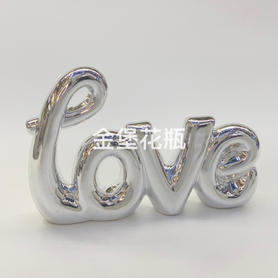 English Letter Ornaments Ceramic Crafts Furnishings Ornaments Creative Decorative Flower Vase