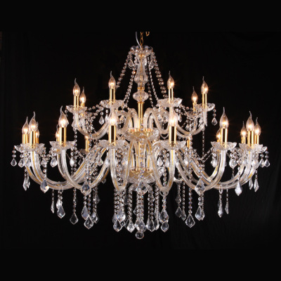 24-Head Double-Layer 2-Layer Large Crystal Chandelier Candle Light 16+8 Diameter 1.2 M for Hotel Engineering Exhibition Hall