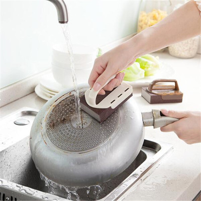 With Handle Silicon Carbide Sponge Magic Scrubbing Pot Bottom Kitchen Cleaning Strong Dirt Removal Rust Removal Fabulous Pot Cleaning Tool