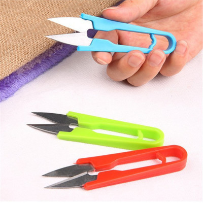 Plastic U-Shaped Color Handle Thread Scissors Cross Stitch Scissors Household Small Scissors Multi-Purpose Small Scissors Yarn Manufacturer