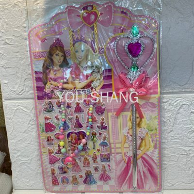 Cartoon Princess Dress-up Three-Dimensional Reward Bubble Stickers with Magic Wand Crown DIY Notebook Photo Album Stickers
