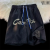 Contrast Color Letters Retro Summer Shorts American Preppy Style Loose Couple Shorts Drawstring Leisure Sports Pirate Shorts