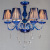 6-Head Blue Crystal Chandelier Candle Light Glass Lamp Hotel Guest Room Main Hotel KTV Private Room Exhibition Hall and Other Places