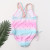 New Girls' One-Piece Swimsuit Double-Layer Fabric Swimsuit Cute Fashion Gradient Color Swimsuit