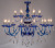 6-Head Blue Crystal Chandelier Candle Light Glass Lamp Hotel Guest Room Main Hotel KTV Private Room Exhibition Hall and Other Places