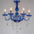 10+5 Blue Crystal Chandelier Short Fake 2-Layer 15-Head Blue Candle Light Glass Lamp Suitable for Hotel KTV, Etc.
