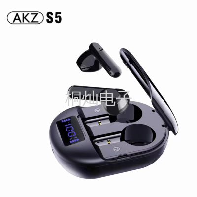 Private Model AKZ-S5 Ultra-Thin Wireless Bluetooth Headset TWS Digital Display Sports Headset Touch Real Wireless Stereo