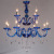 10+5 Blue Crystal Chandelier Short Fake 2-Layer 15-Head Blue Candle Light Glass Lamp Suitable for Hotel KTV, Etc.