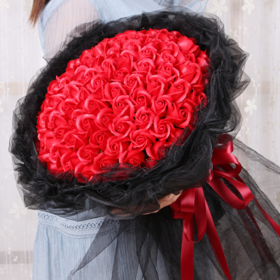 Creative Gifts 99 Artificial Rose Soap Flower round Hand Bouquet Chinese Valentine's Day Birthday Gifts Wholesale
