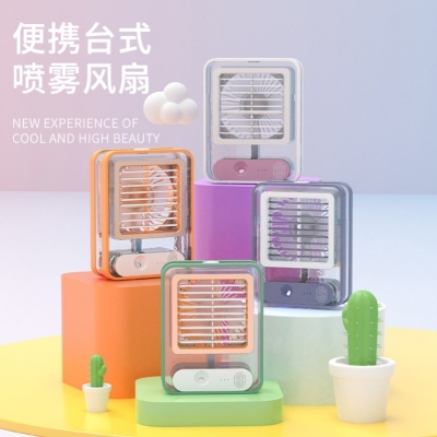 Factory Direct Sales New Crystal Transparent Air Conditioner Spray Fan Desktop Household Portable USB Humidifying Fan