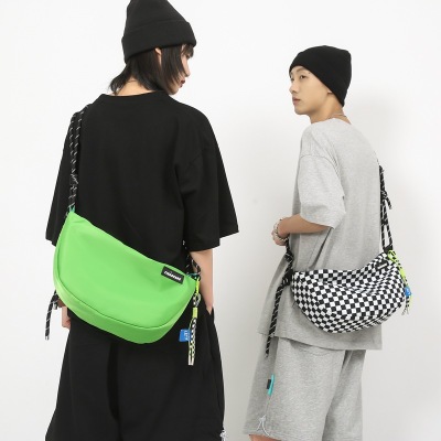 2022 New Oxford Cloth Green Bag Tide Nylon Large-Capacity Crossbody Bag Fashion Trend Simple Solid Color Dumpling Bag