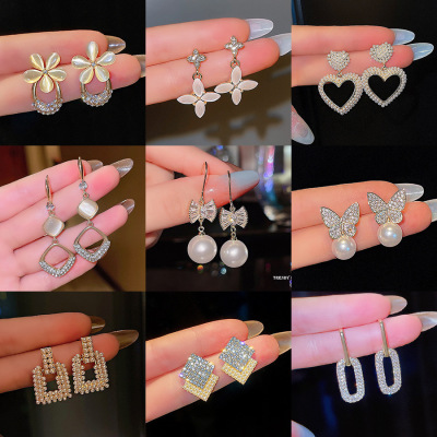 Sterling Silver Needle Simple Pearl Earrings Female Korean Personality Ins Frosty Style Earrings Trending on TikTok Hot-Sale Earrings