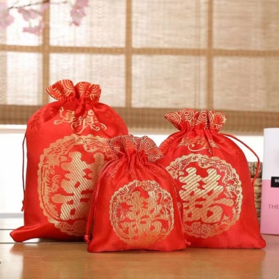 Factory Wholesale Festive Lucky Bag Red Anping Lucky Bag Jewelly Ornament Embroidery Woven Packaging Bag Lucky Bag