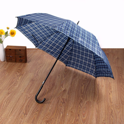 Factory Wholesale Classic Business Fashion Plaid Striped Straight Rod Long Handle Hook Sunny Umbrella Stall 10 Yuan Store Supply