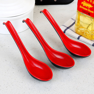 With Hook Melamine Spoon Spicy Hot Restaurant Rice Fast Food Restaurant with Red Black Spoon Soup Spoon Plastic Spoon Spoon Wholesale