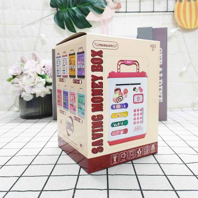 Cross-BorderSimulation Fingerprint Safe Coin Bank Automatic Roll Currency ATM Savings Bank Safe Box Children's Gift Toys