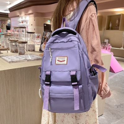 Trendy Schoolbag Male High School Student Simple Large Capacity Travel Backpack Casual Japanese Trendy Female Solid Color College Students' Backpack