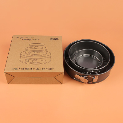 Amazon 479-Inch Three-Piece round Carbon Steel Cake Mold FDA Non-Stick Finish Baking Tray Live Bottom Separable Mold Mold