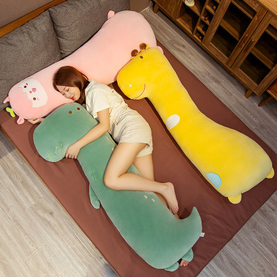 Cartoon Dinosaur Long Pillow Girl's Doll Sleeping Pillow Leg-Supporting Bed Sleeping Companion Doll Plush Toy Lady