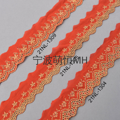 Cotton Embroidered Lace Net Fabric Trim Cotton Lace Trim Ribbon Decoration and DIY Sewing Lace Trim