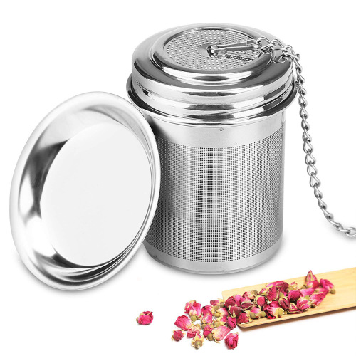 304 Stainless Steel Cylindrical Tea Strainer with Lid Tea Strainer Tea Strainer Kitchen Soup Flavor Treasure in Stock